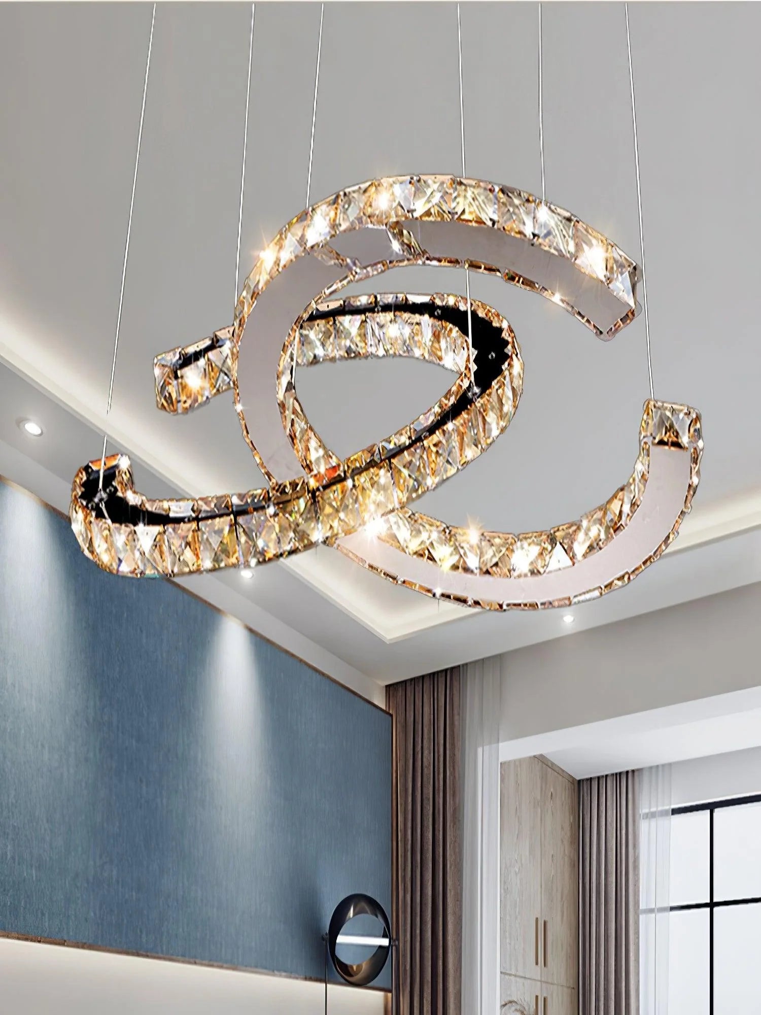 Modern Double C Crystal Chandelier - Loonglight