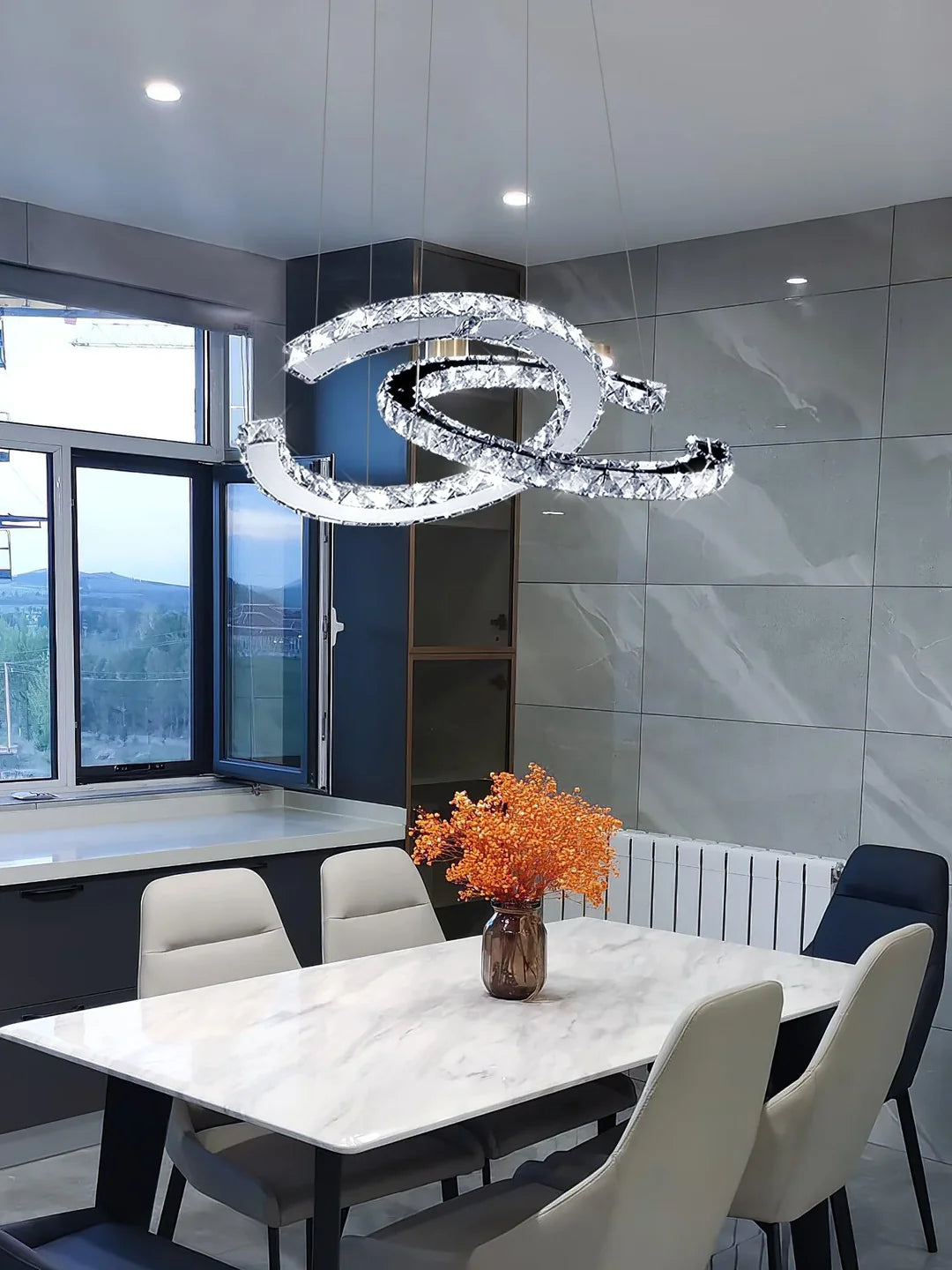 Modern Double C Crystal Chandelier - Loonglight