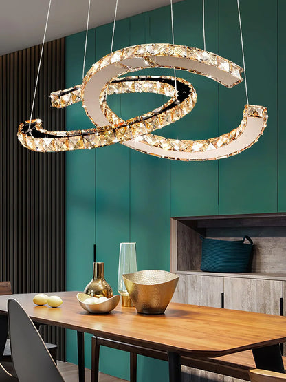 Modern Double C Crystal Chandelier - Loonglight