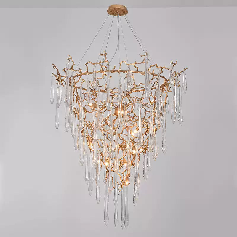 Modern French Branch Crystal Raindrop Chandelier