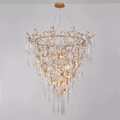 Modern French Branch Crystal Raindrop Chandelier