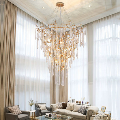 Modern French Branch Crystal Raindrop Chandelier