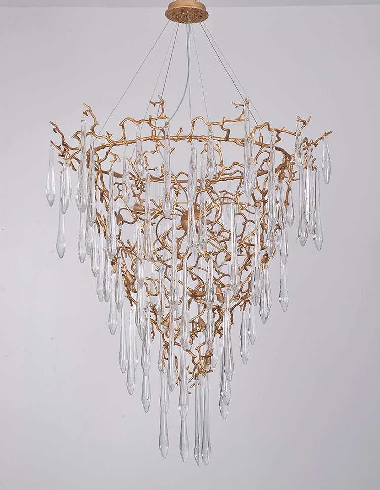 Modern French Branch Crystal Raindrop Chandelier