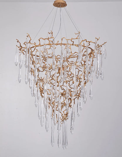 Modern French Branch Crystal Raindrop Chandelier