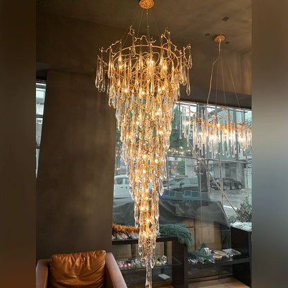 Modern French Branch Crystal Raindrop Chandelier
