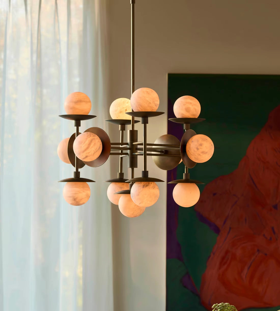 Molecular Alabaster Brass Chandelier - Loonglight