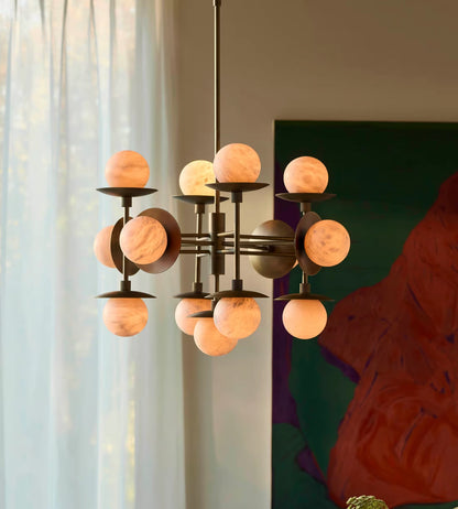 Molecular Alabaster Brass Chandelier - Loonglight