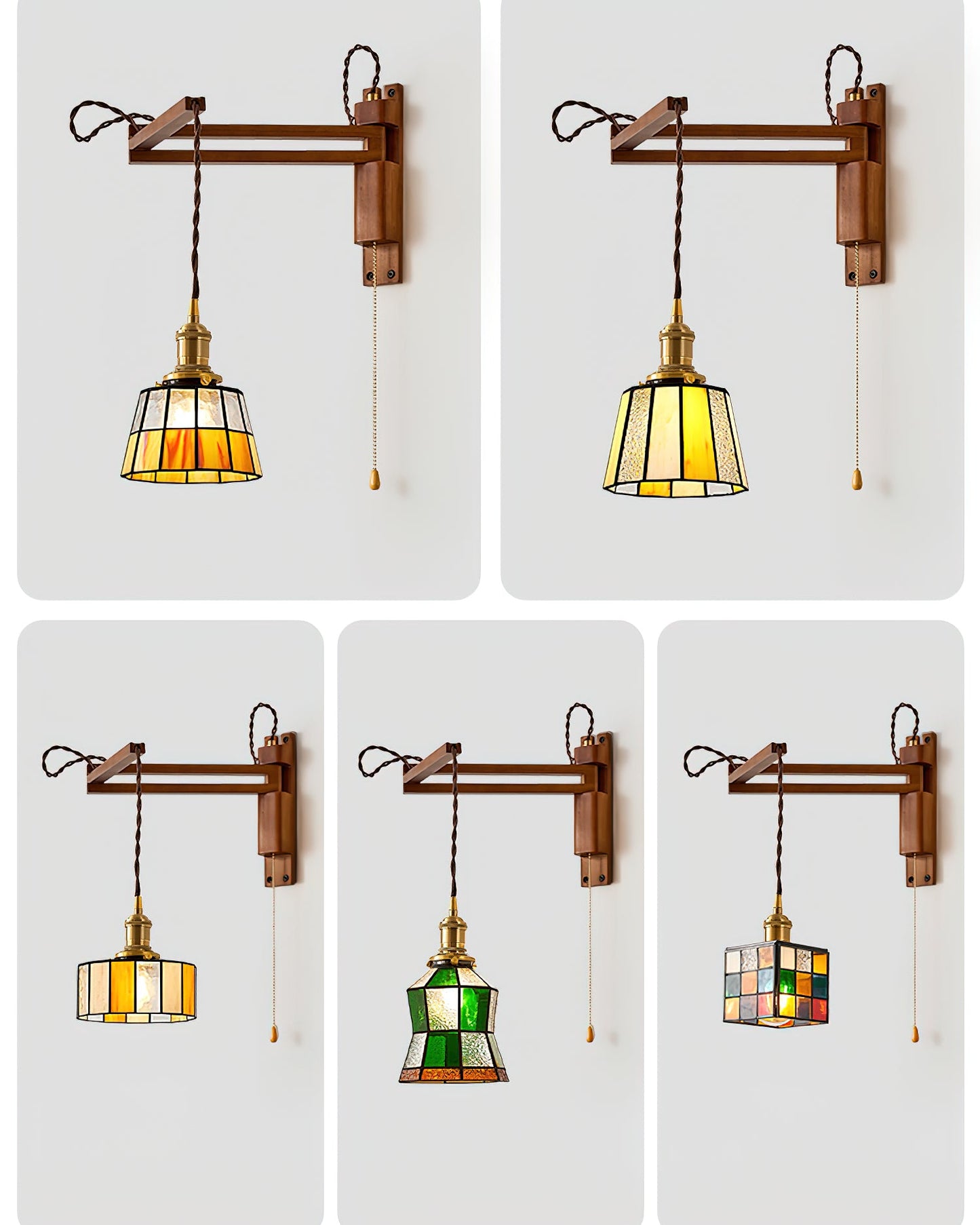 Vintage Stained Glass Wall Lamp