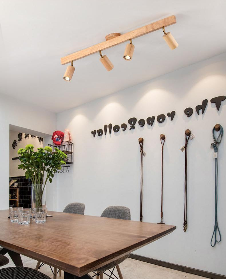 Multi-Head Wood Track Light - Loonglight