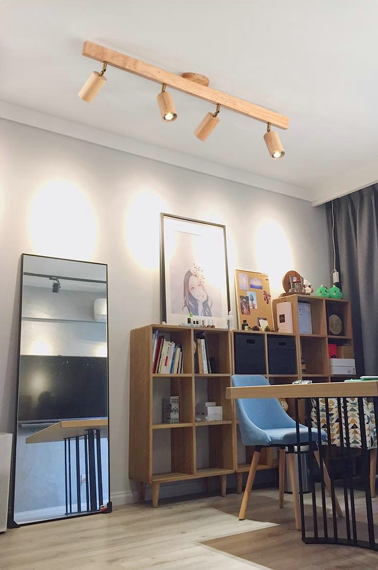 Multi-Head Wood Track Light - Loonglight