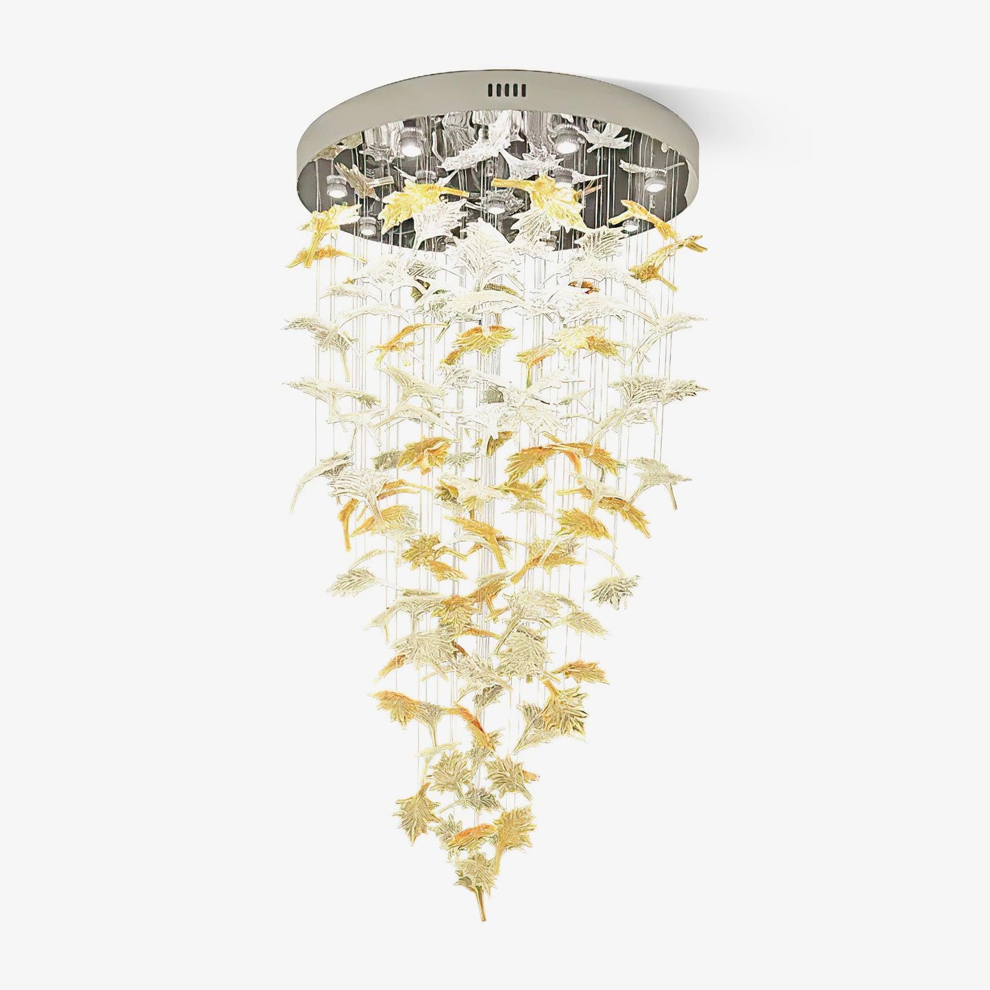 Maple-leaf Shaped Glass Leaf Chandelier - Loonglight