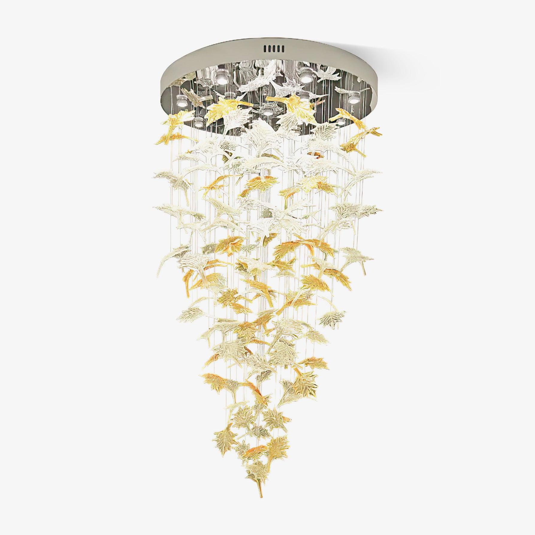 Maple-leaf Shaped Glass Leaf Chandelier - Loonglight