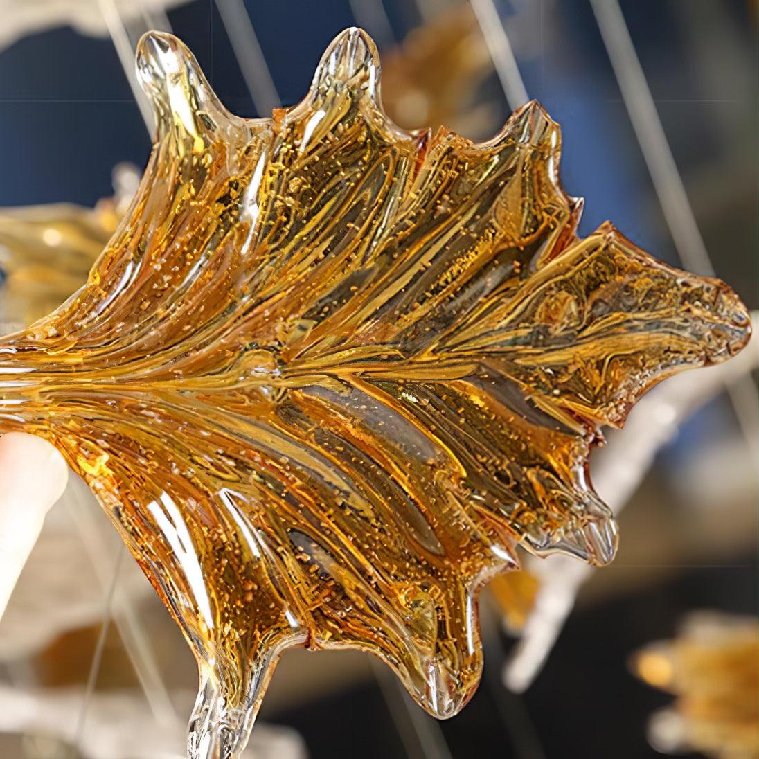 Maple-leaf Shaped Glass Leaf Chandelier - Loonglight