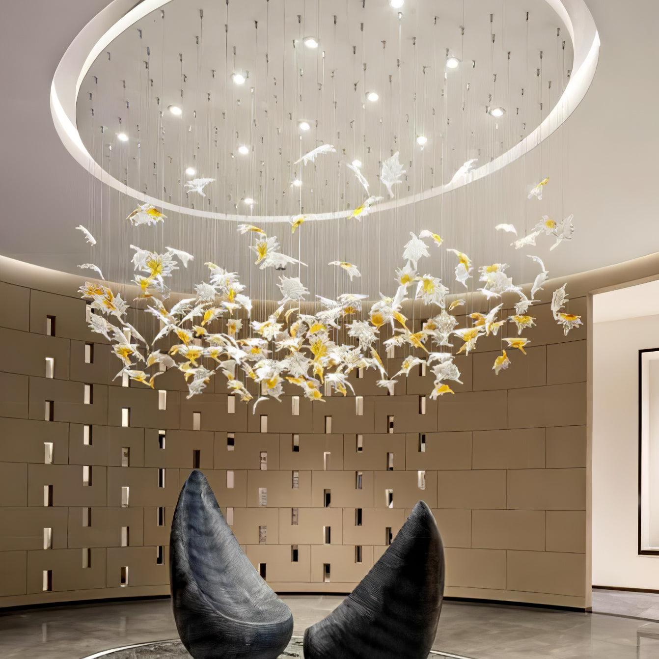 Maple-leaf Shaped Glass Leaf Chandelier - Loonglight