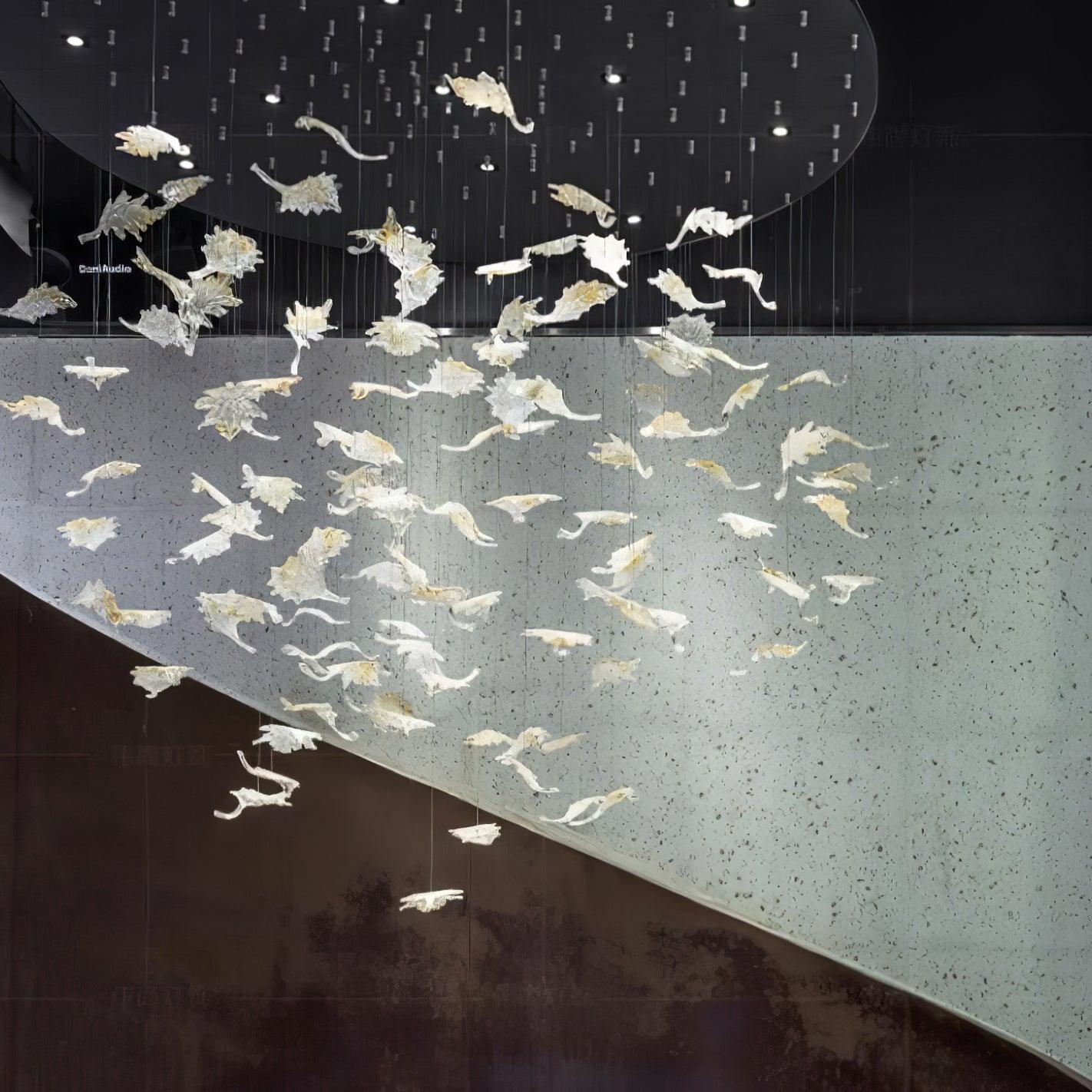 Maple-leaf Shaped Glass Leaf Chandelier - Loonglight