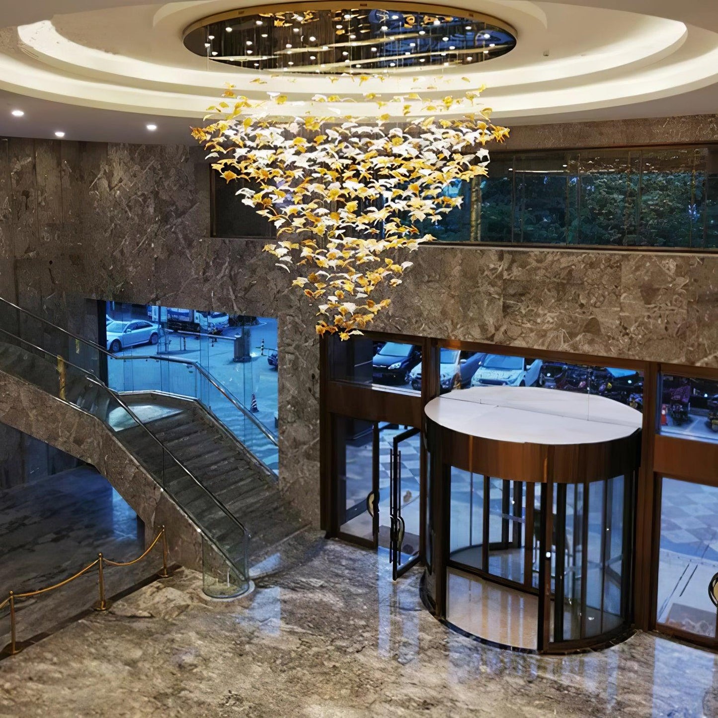 Maple-leaf Shaped Glass Leaf Chandelier - Loonglight