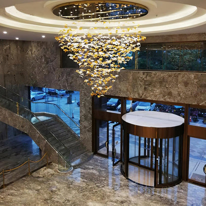 Maple-leaf Shaped Glass Leaf Chandelier - Loonglight