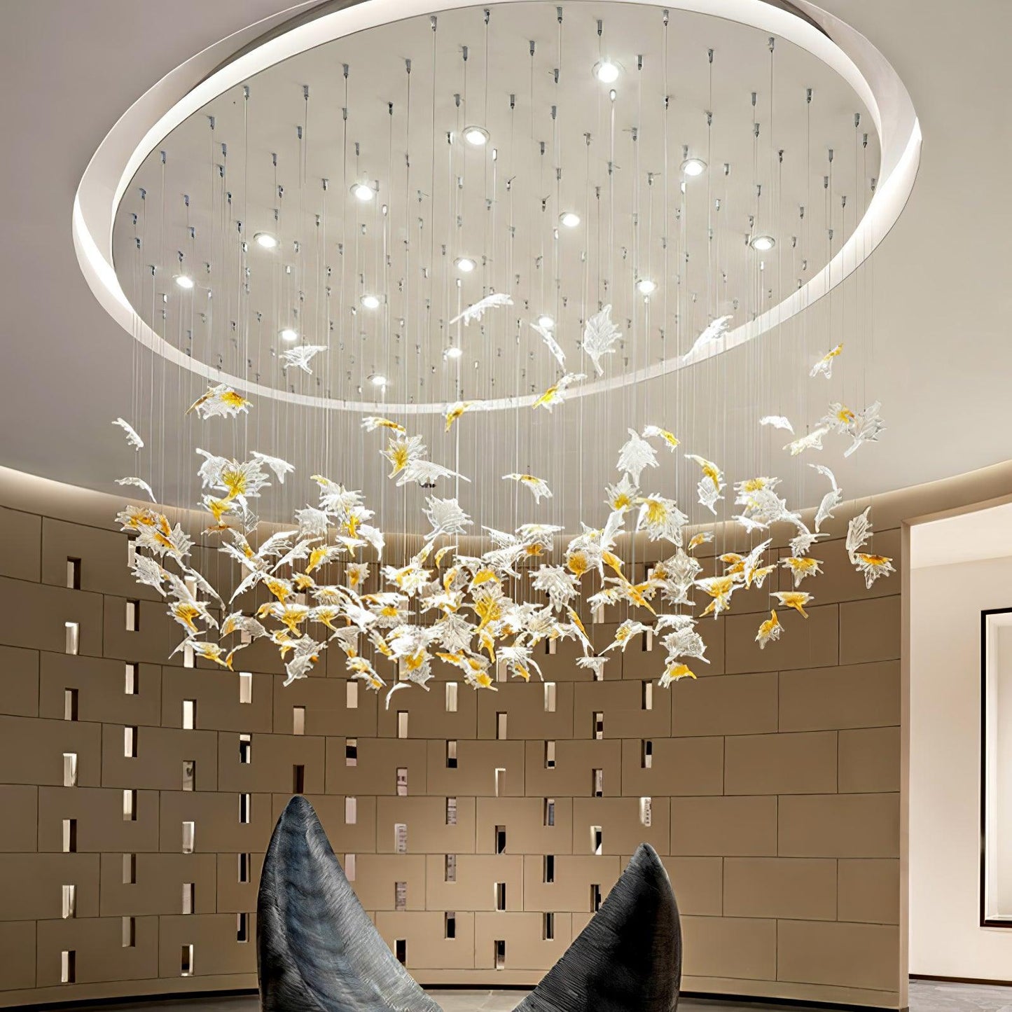 Maple-leaf Shaped Glass Leaf Chandelier - Loonglight