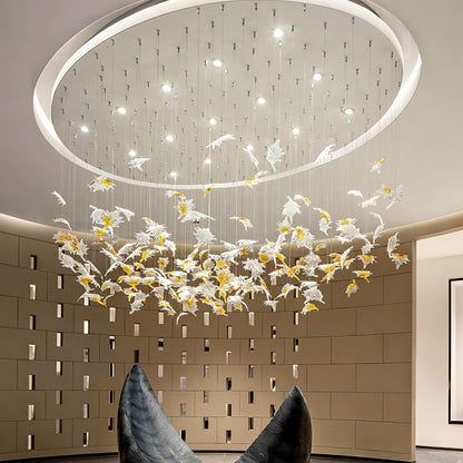 Maple-leaf Shaped Glass Leaf Chandelier - Loonglight