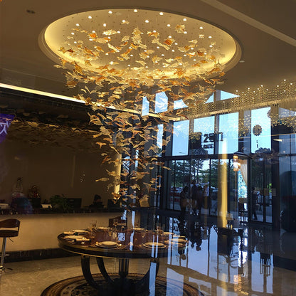 Maple-leaf Shaped Glass Leaf Chandelier - Loonglight