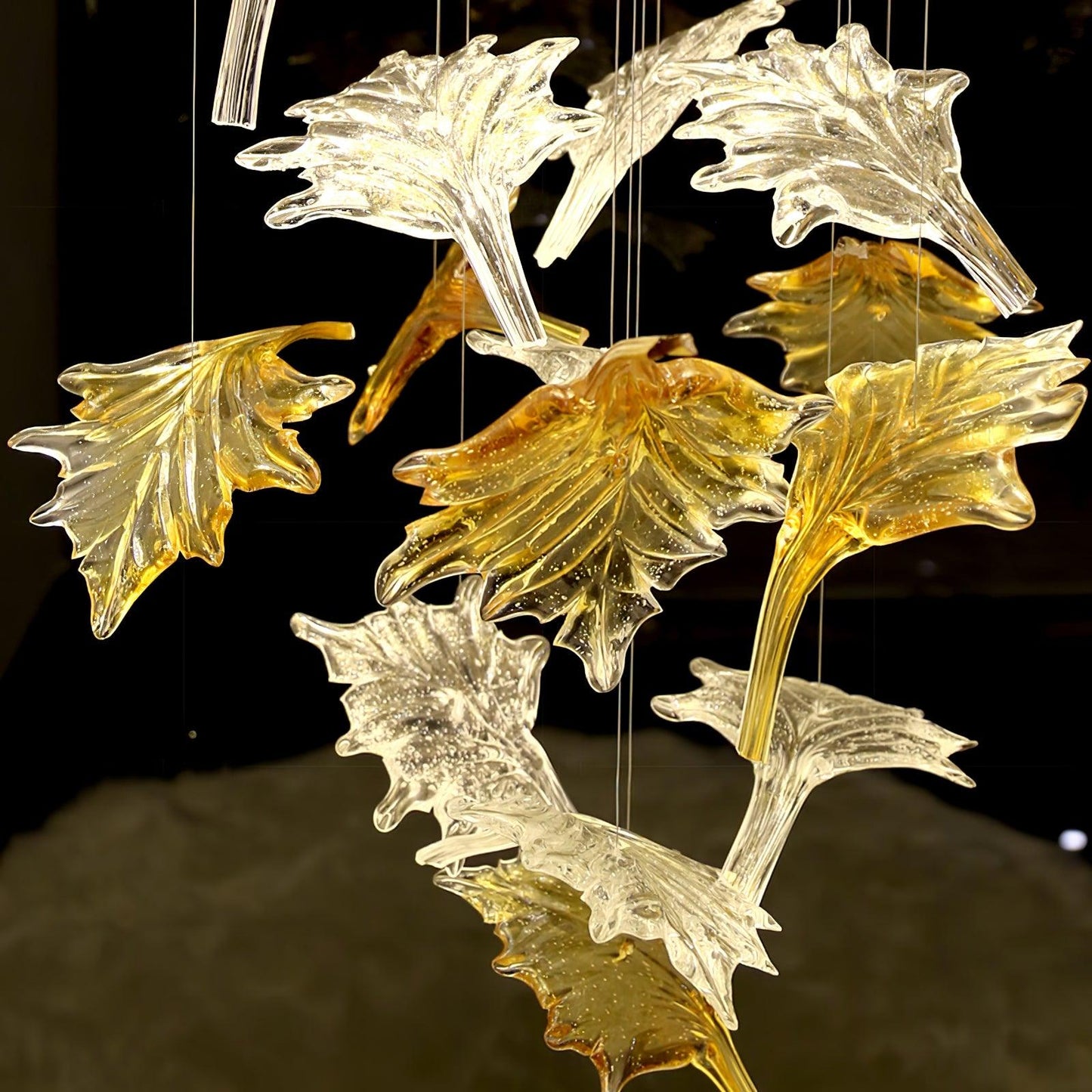 Maple-leaf Shaped Glass Leaf Chandelier - Loonglight