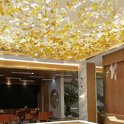 Maple-leaf Shaped Glass Leaf Chandelier - Loonglight