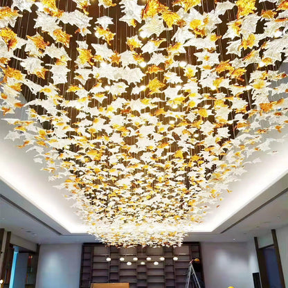 Maple-leaf Shaped Glass Leaf Chandelier - Loonglight