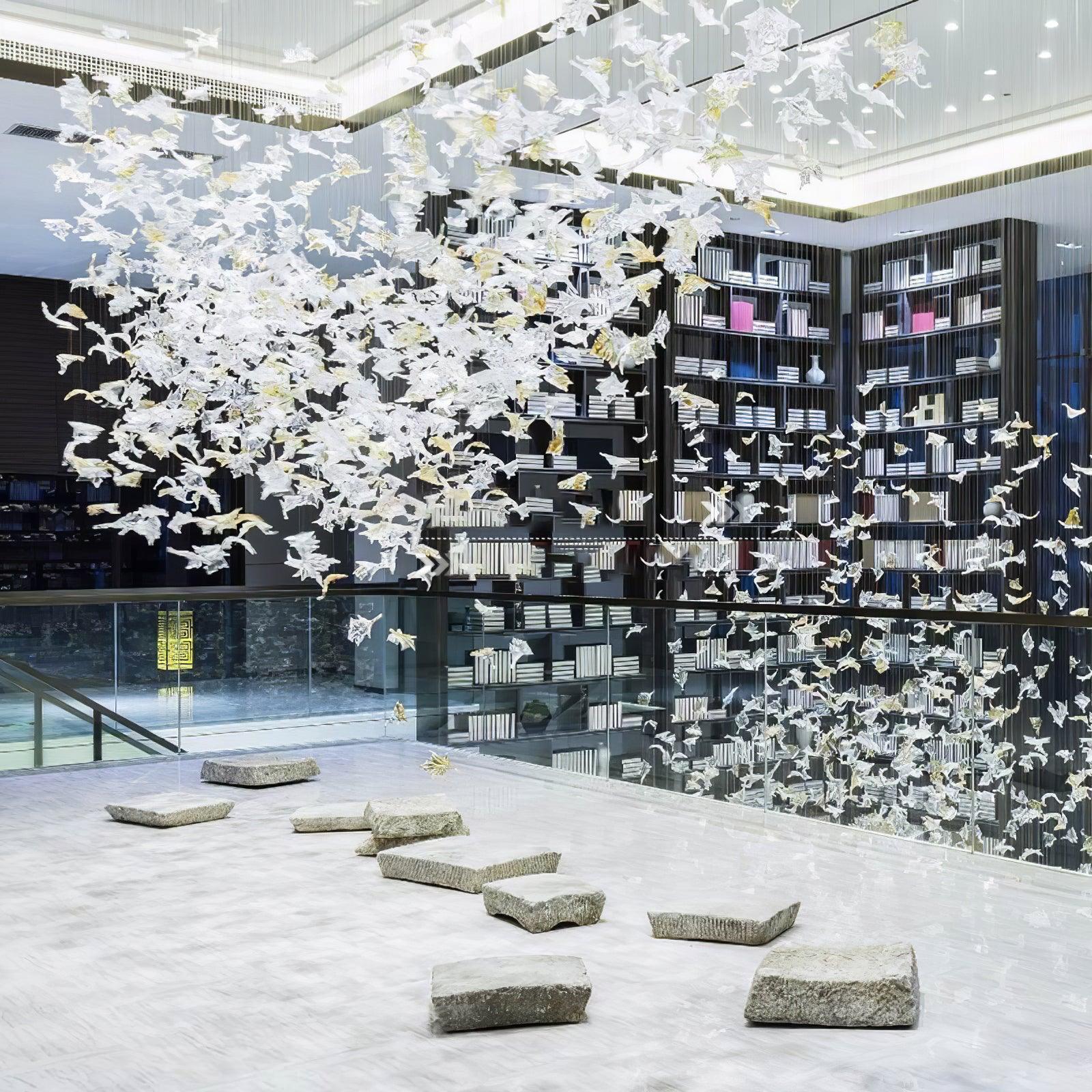 Maple-leaf Shaped Glass Leaf Chandelier - Loonglight