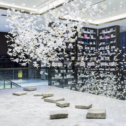 Maple-leaf Shaped Glass Leaf Chandelier - Loonglight