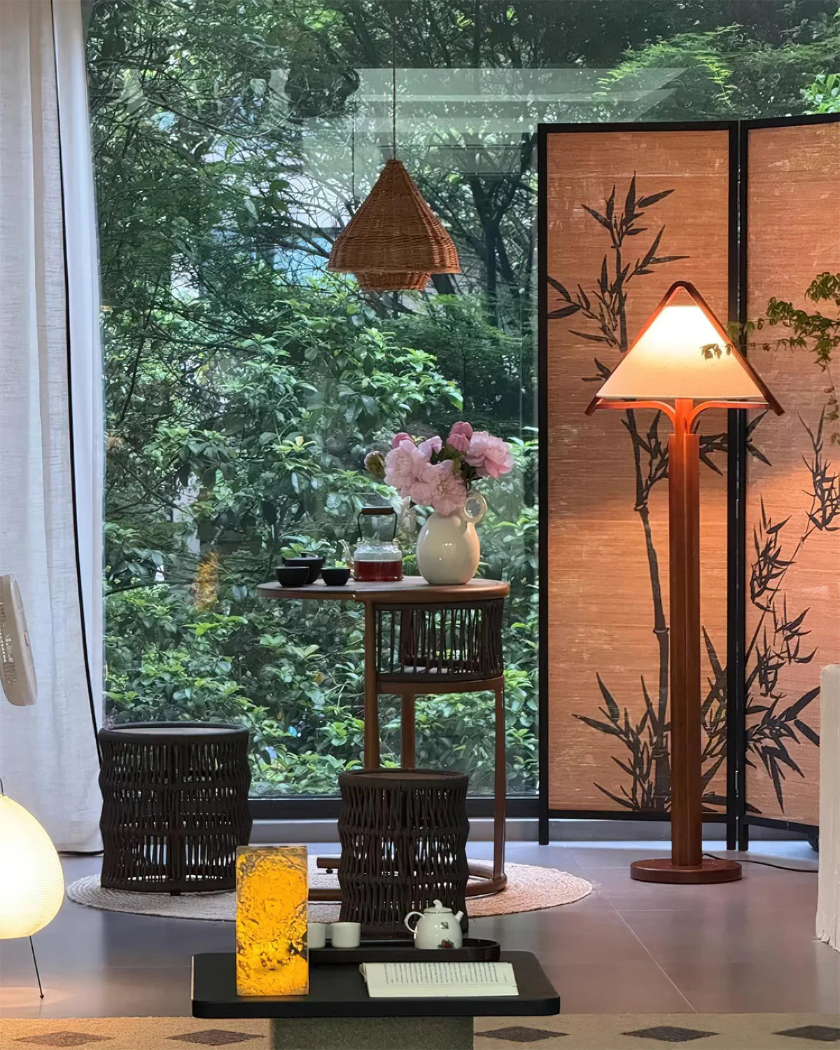 Nazia Triangle Wood Floor Lamp - Loonglight