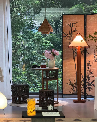 Nazia Triangle Wood Floor Lamp - Loonglight