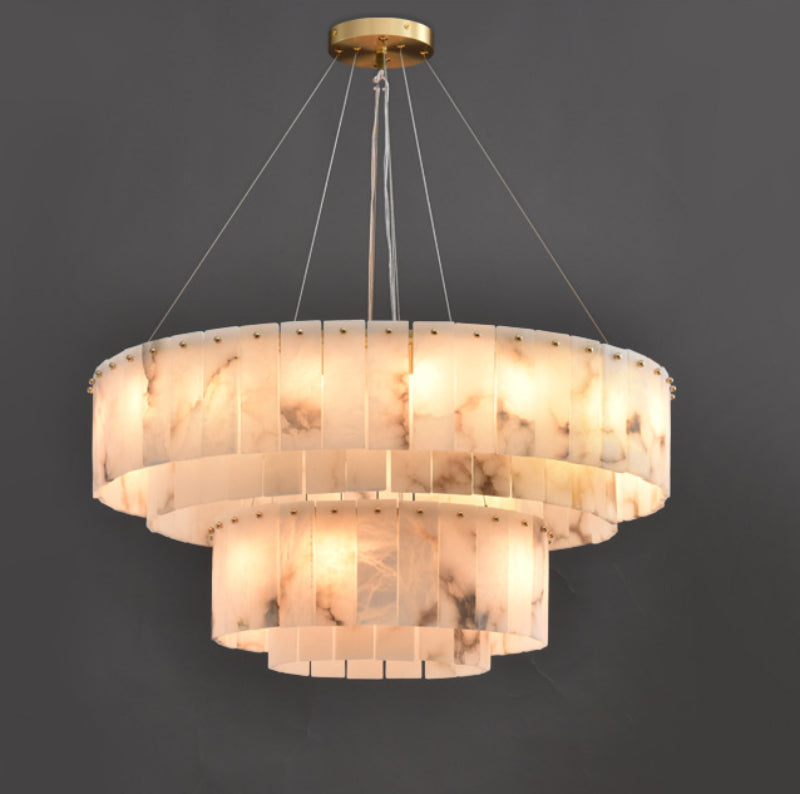 Nordic Double Layer Alabaster Chandelier - Loonglight