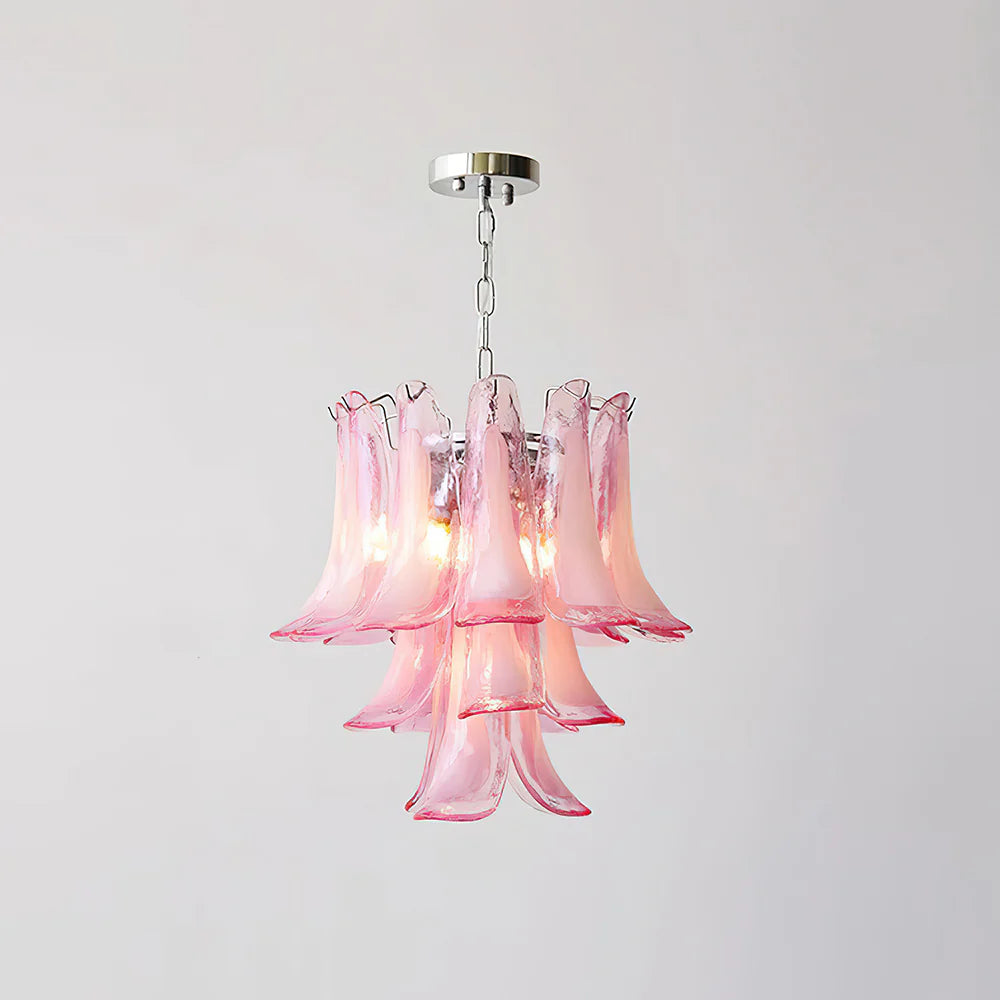 Pink Feather Murano Glass Chandelier - Loonglight