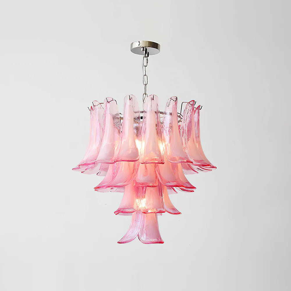 Pink Feather Murano Glass Chandelier - Loonglight