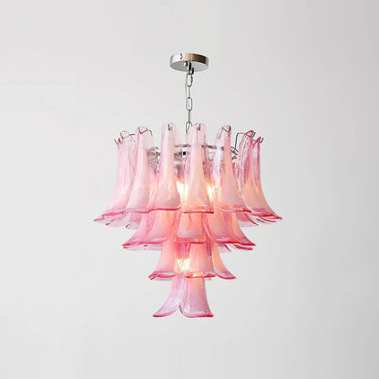 Pink Feather Murano Glass Chandelier - Loonglight