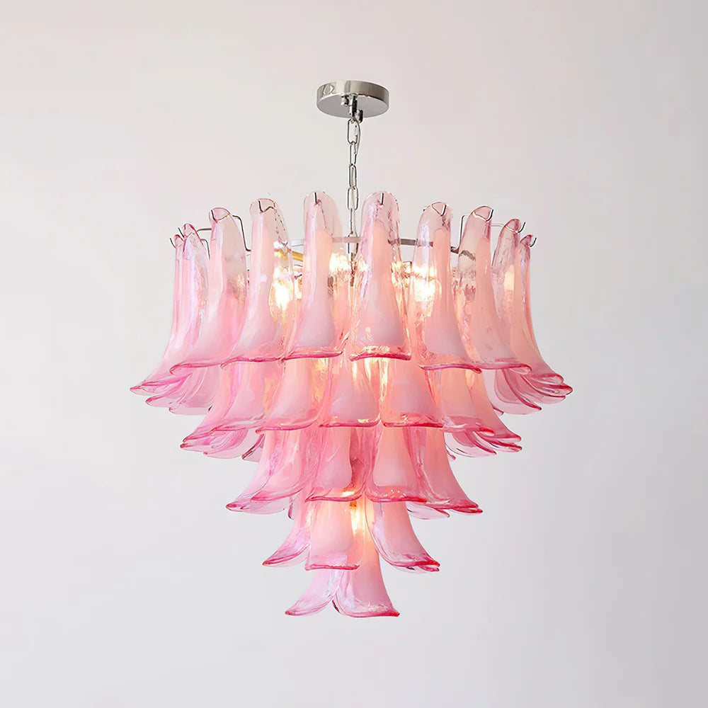Pink Feather Murano Glass Chandelier - Loonglight