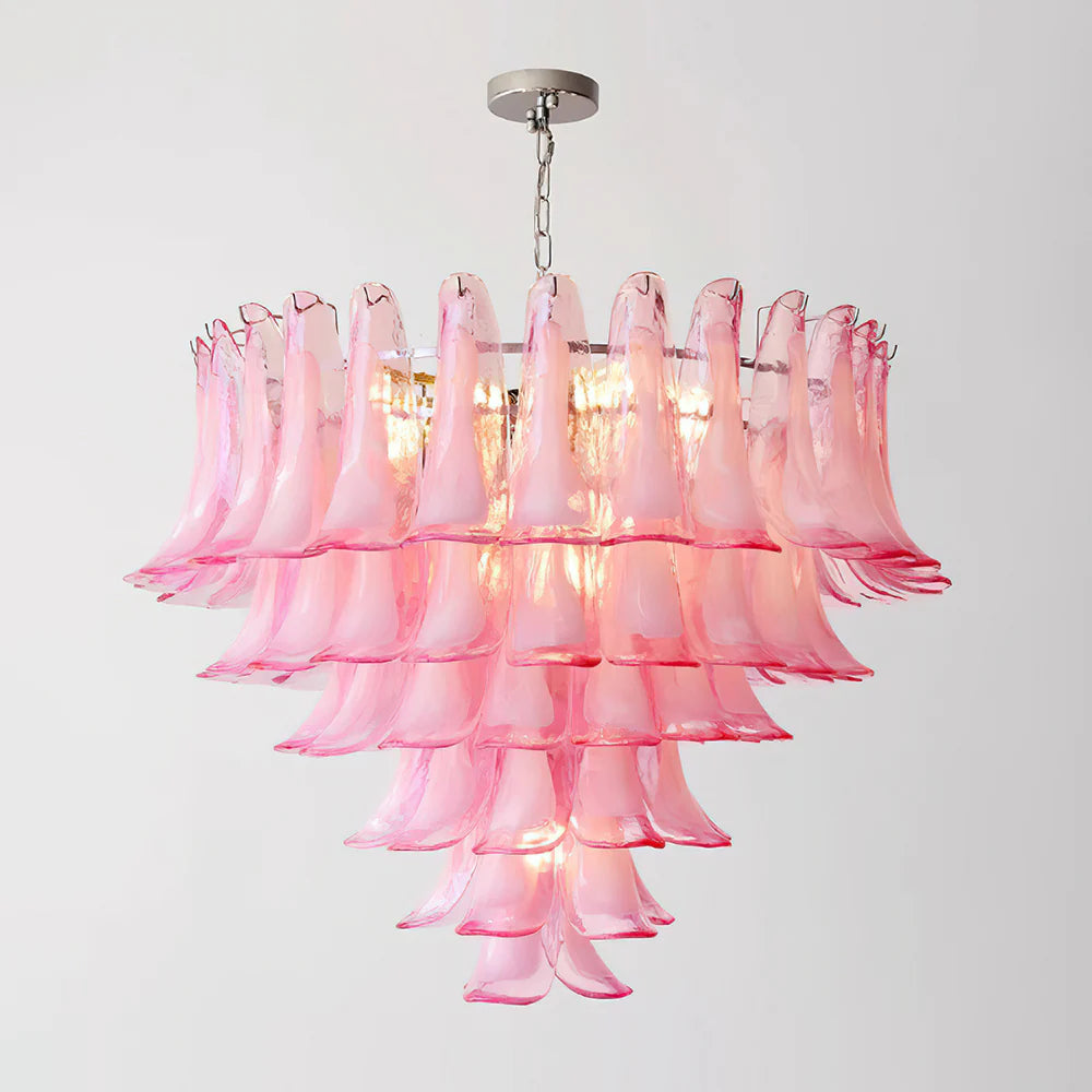 Pink Feather Murano Glass Chandelier - Loonglight