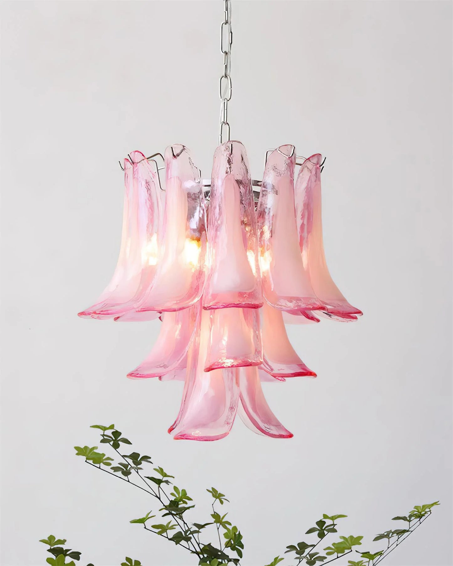 Pink Feather Murano Glass Chandelier - Loonglight