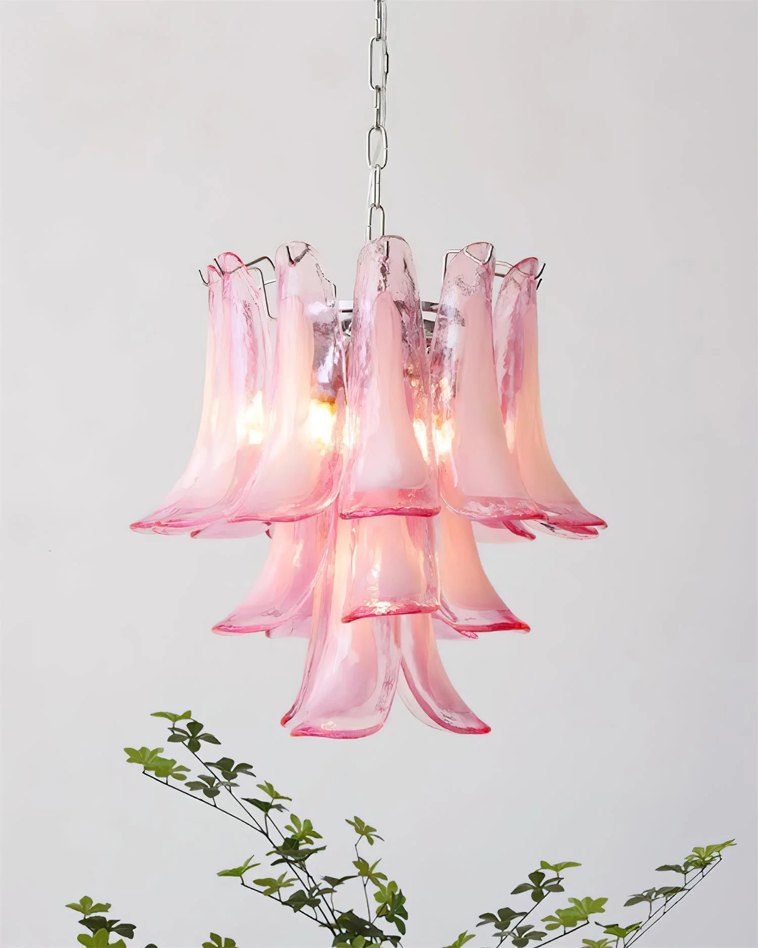 Pink Feather Murano Glass Chandelier - Loonglight