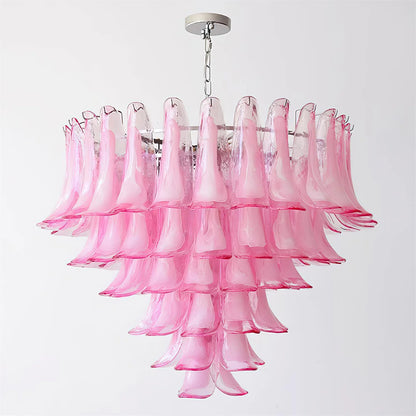 Pink Feather Murano Glass Chandelier - Loonglight