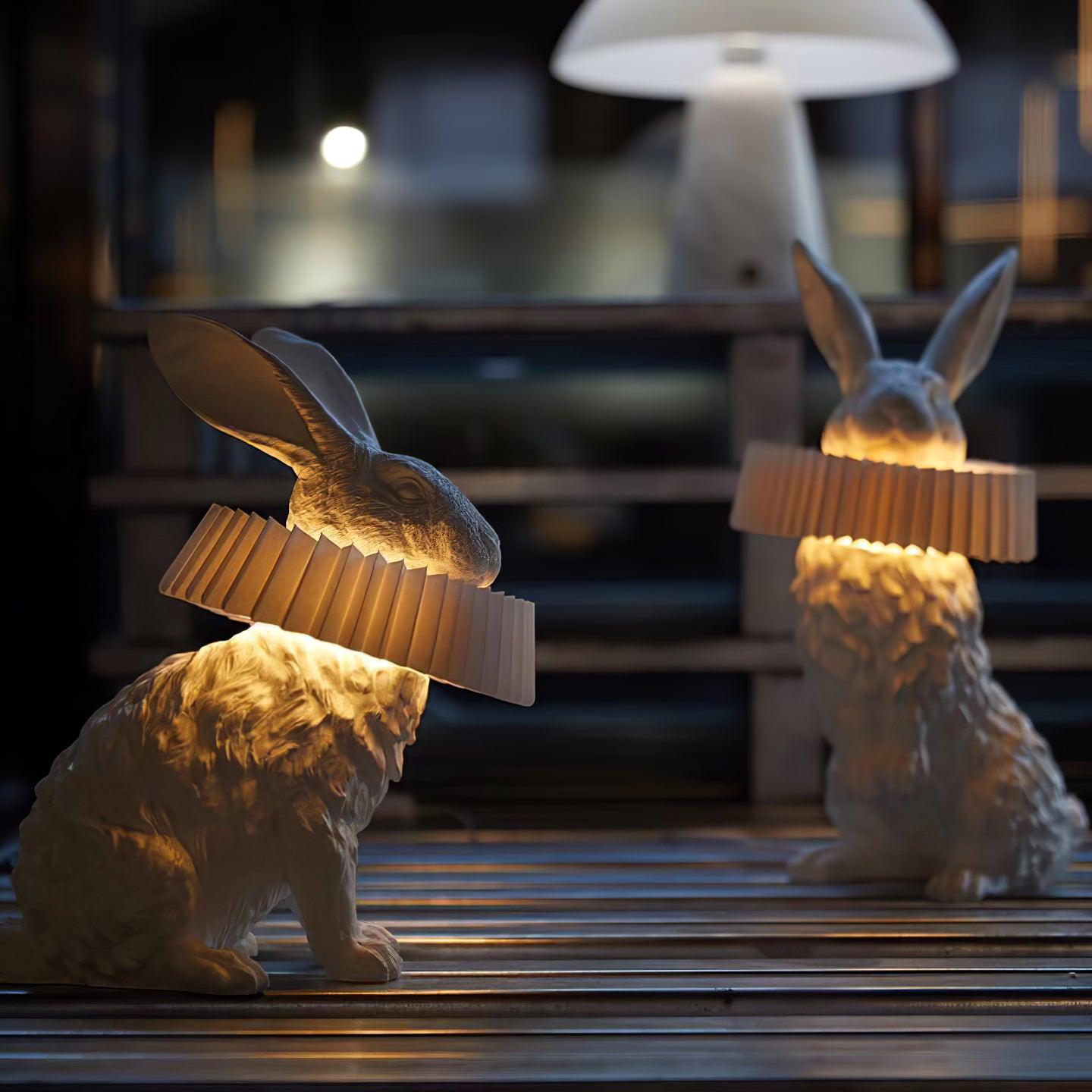Rabbit White Resin Table Lamp - Loonglight