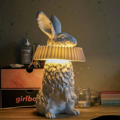 Rabbit White Resin Table Lamp - Loonglight