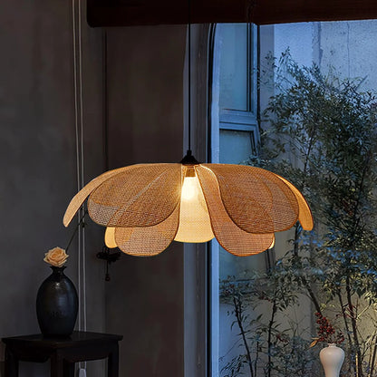 Rattan Petal Pendant Light