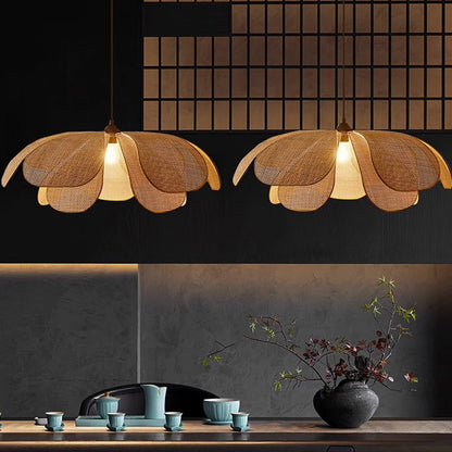 Rattan Petal Pendant Light