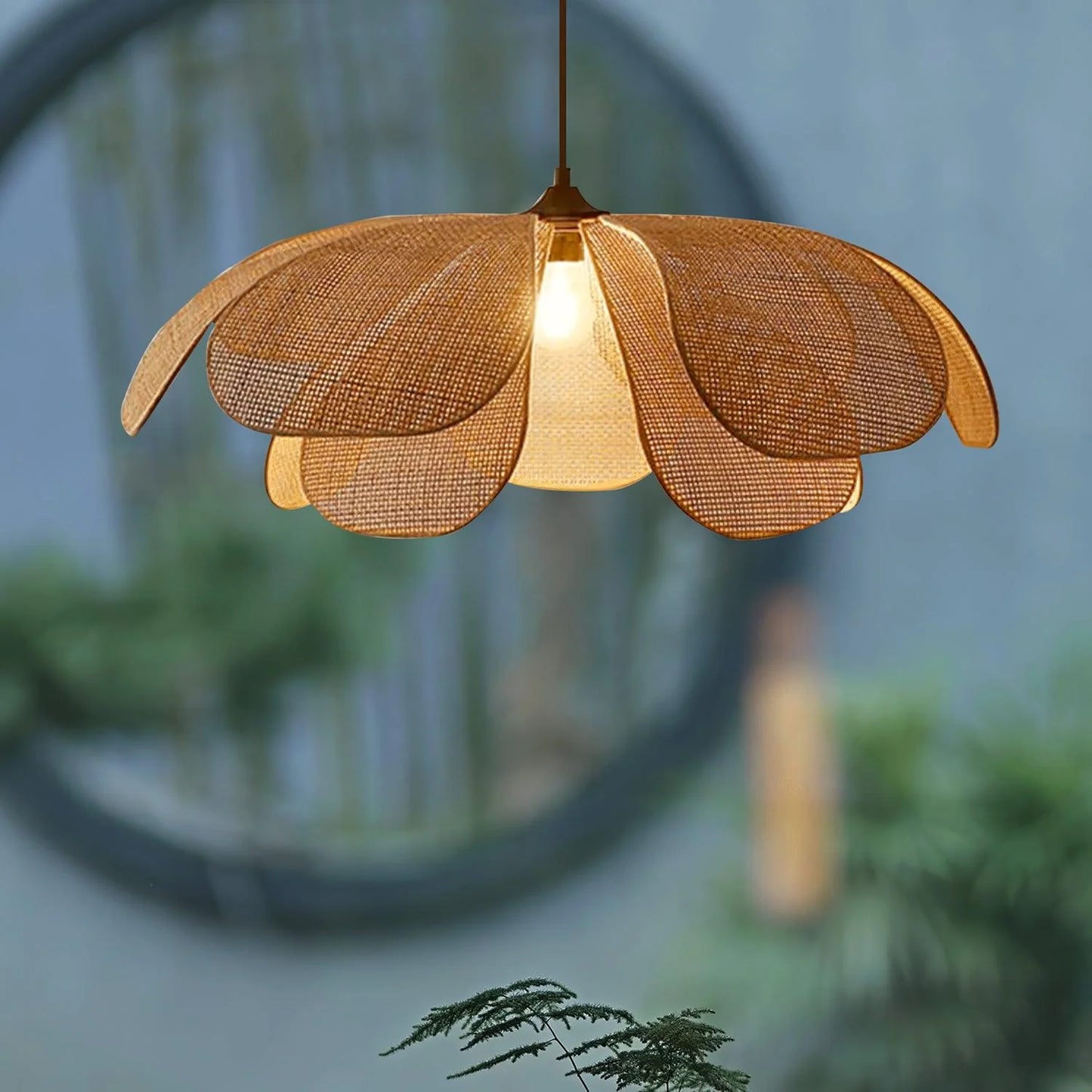 Rattan Petal Pendant Light