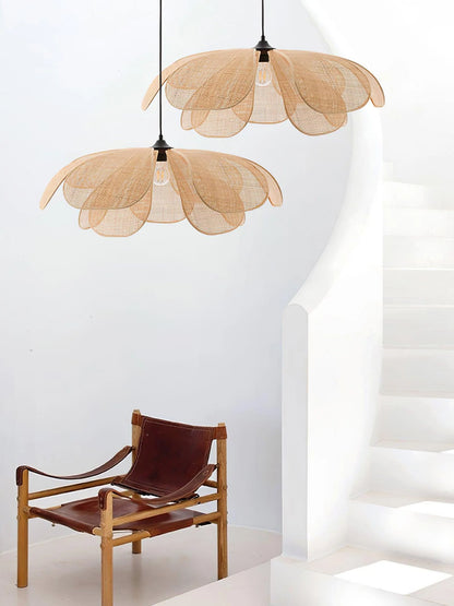 Rattan Petal Pendant Light