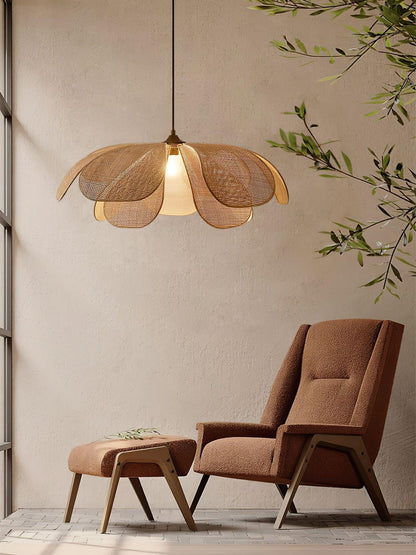 Rattan Petal Pendant Light