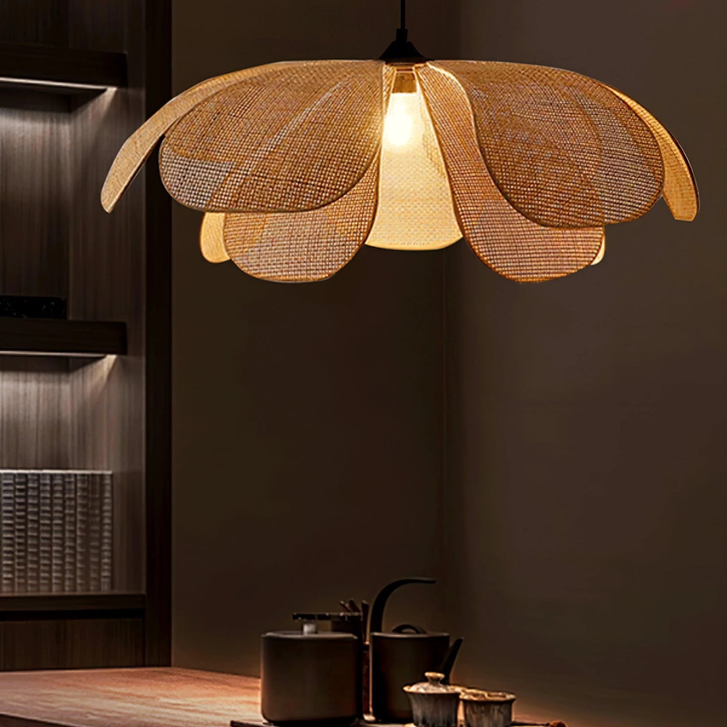 Rattan Petal Pendant Light