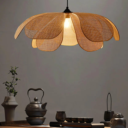 Rattan Petal Pendant Light