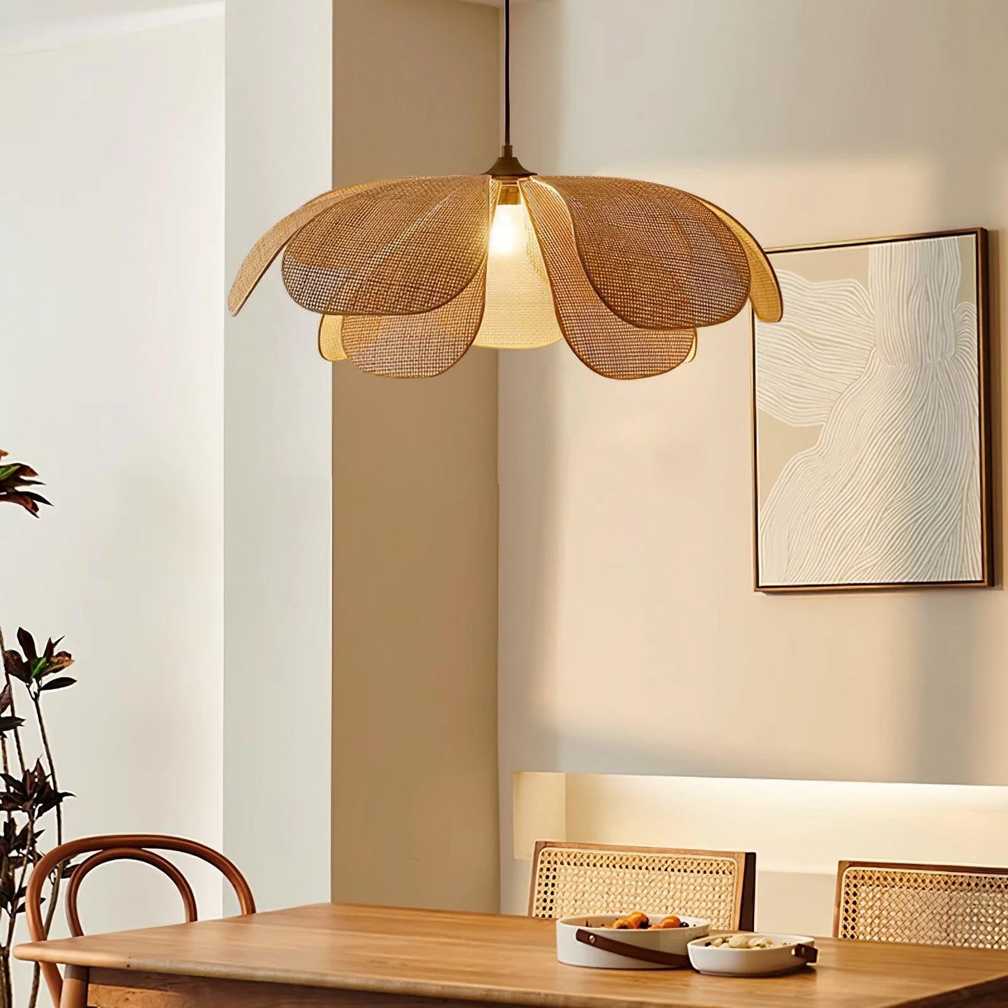 Rattan Petal Pendant Light